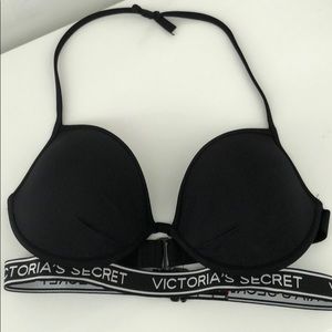 VS BATHING TOP PUSH UP UNDERWIRE BLACK LOGO STRAP